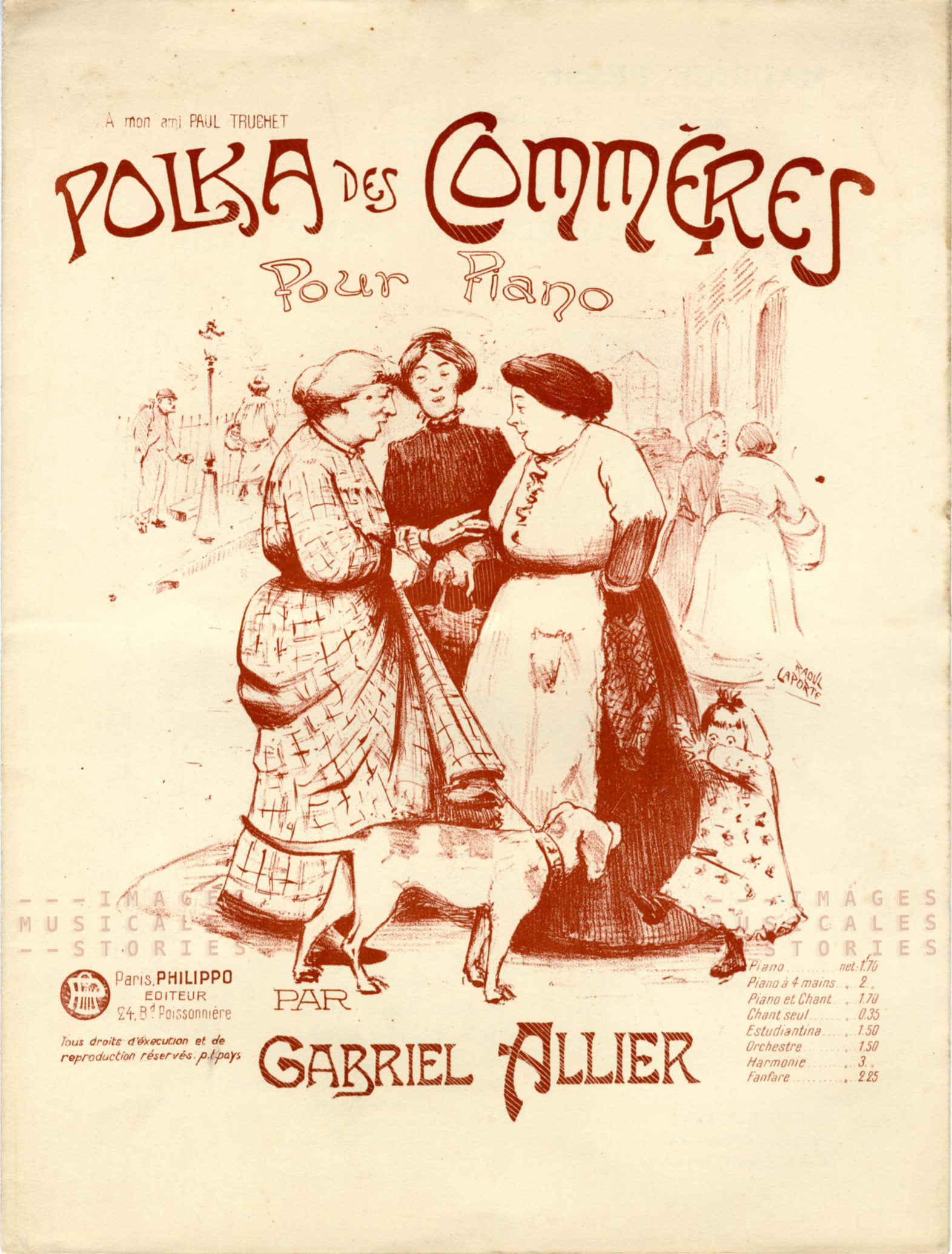 Polka des Commères, sheet music cover illustrated by Laporte