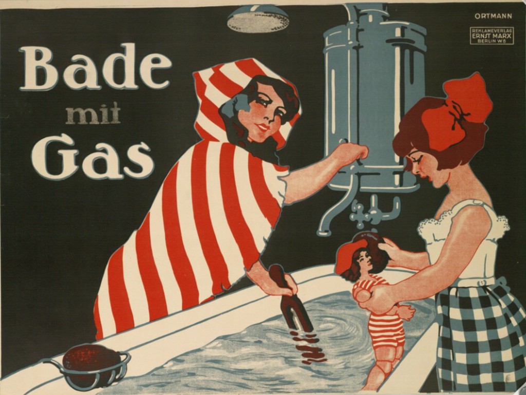 Poster designed by W. Ortmann: "Bade mit Gas" (ca 1910)