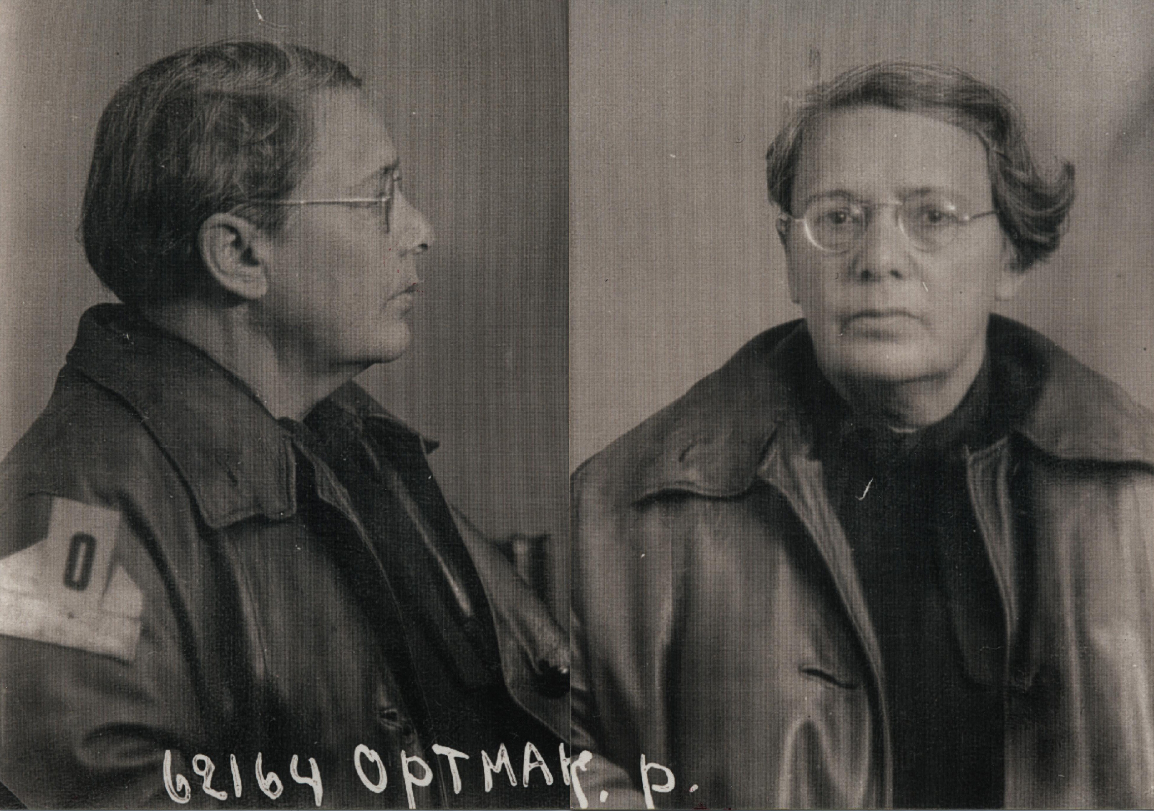 Photo by the NKVD of the arrested Rika Ortmann-Baruch, 1936
