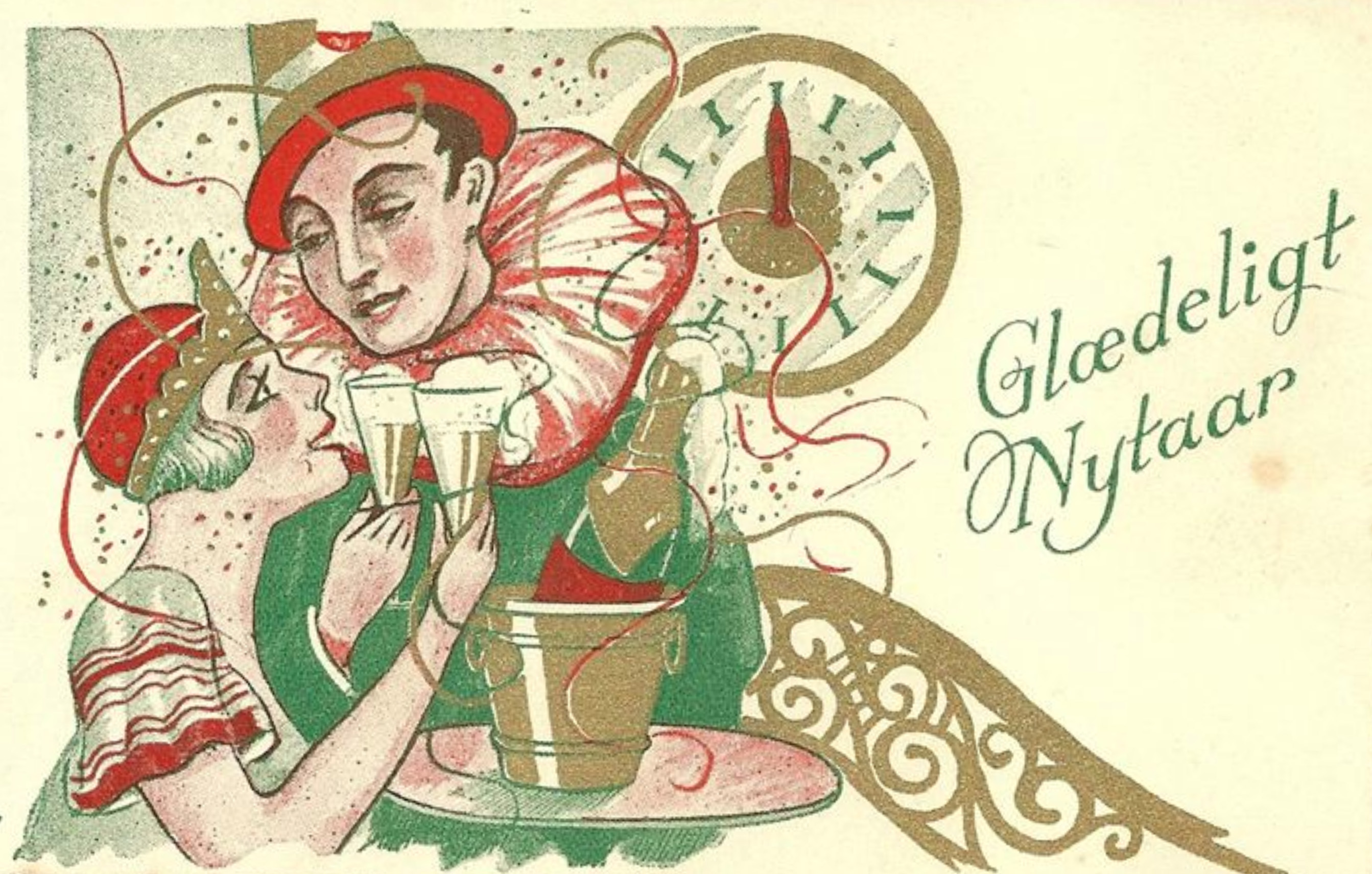 Happy New Year postcard, illustrated by Orla Muff.