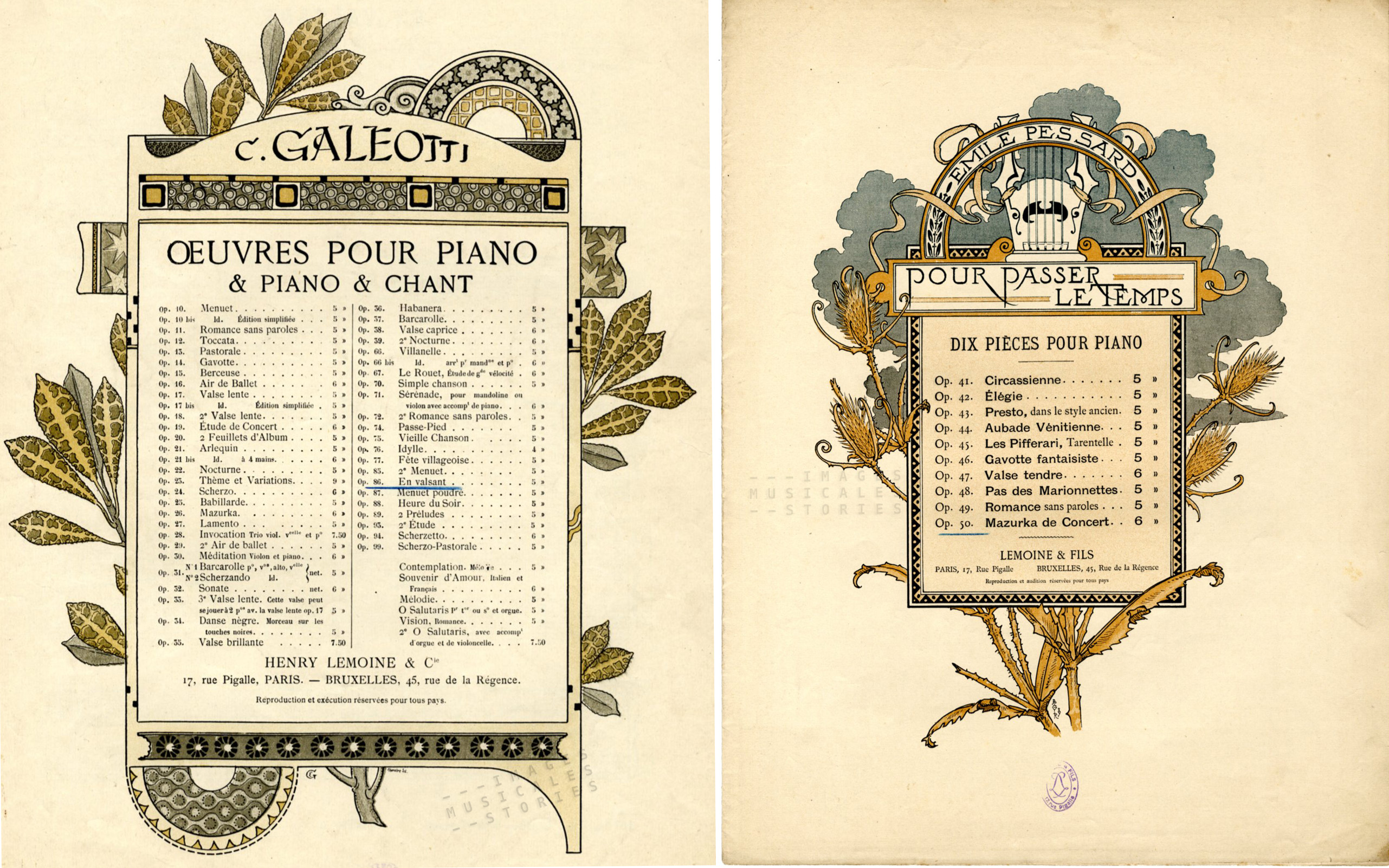Illustration by Eugene Grasset and Adolphe Giraldon (sheet music; partitions musicales)