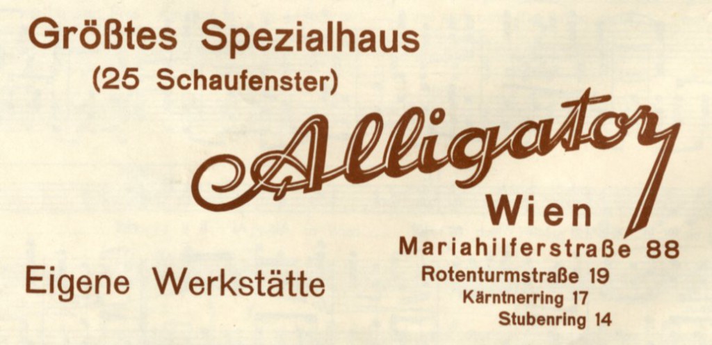Beim Alligator in Wien, label on back cover of sheet music