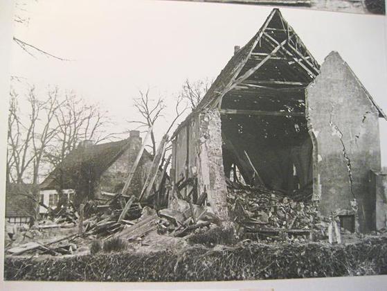 The damaged church of Leeden after the bombing on the night of the 7th of February 1945.