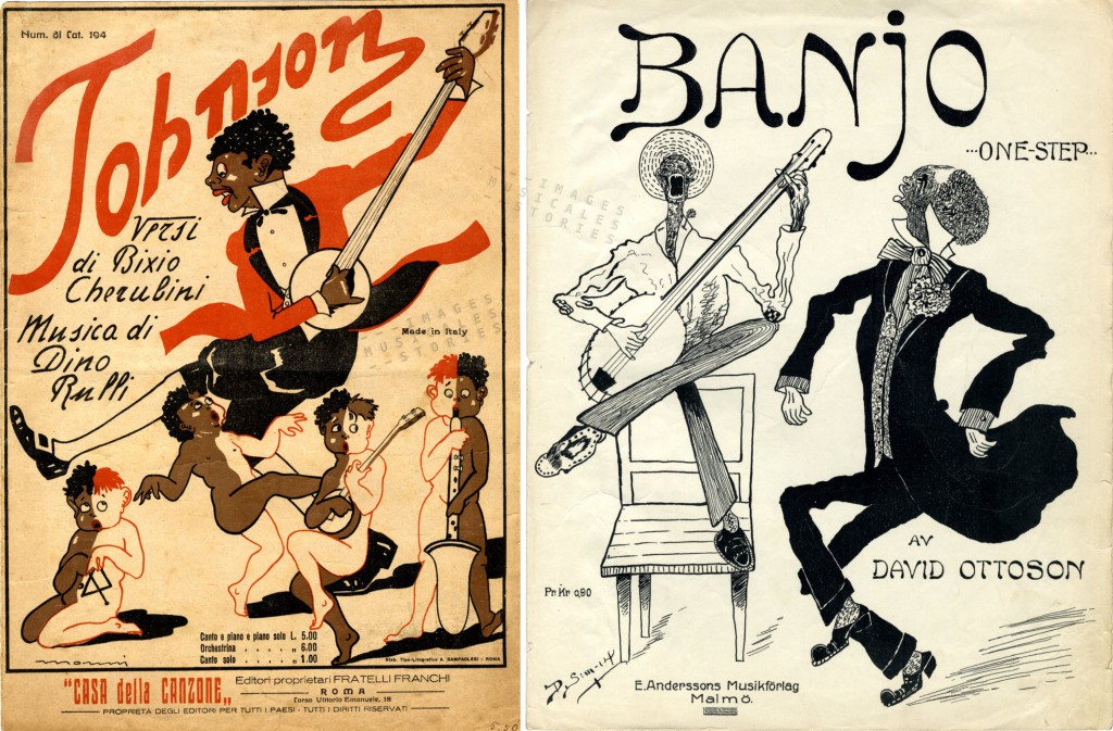 Sheet music covers with frantic banjo dancing.
