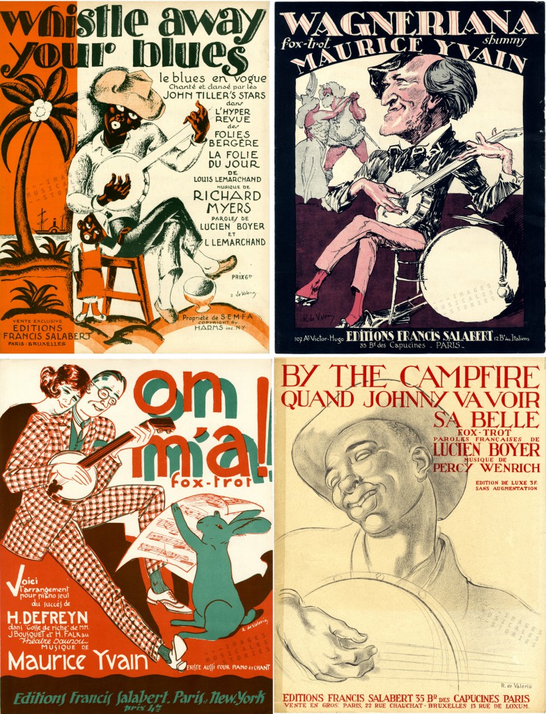 Four sheet music covers illustrated by De Valerio