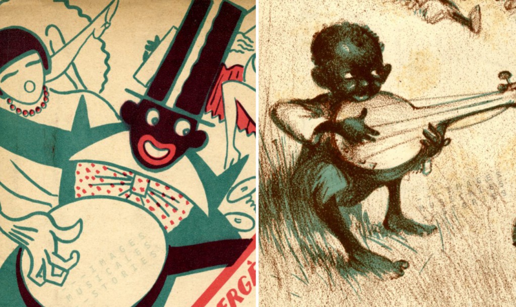 Banjo illustrations on various sheet music covers (by Girbal and Poulbot).