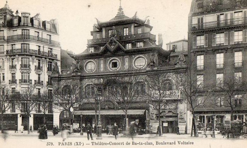 Postcard of the Ba-Ta-Clan on the Boulevard Voltaire in the Bastille quarter of Paris.