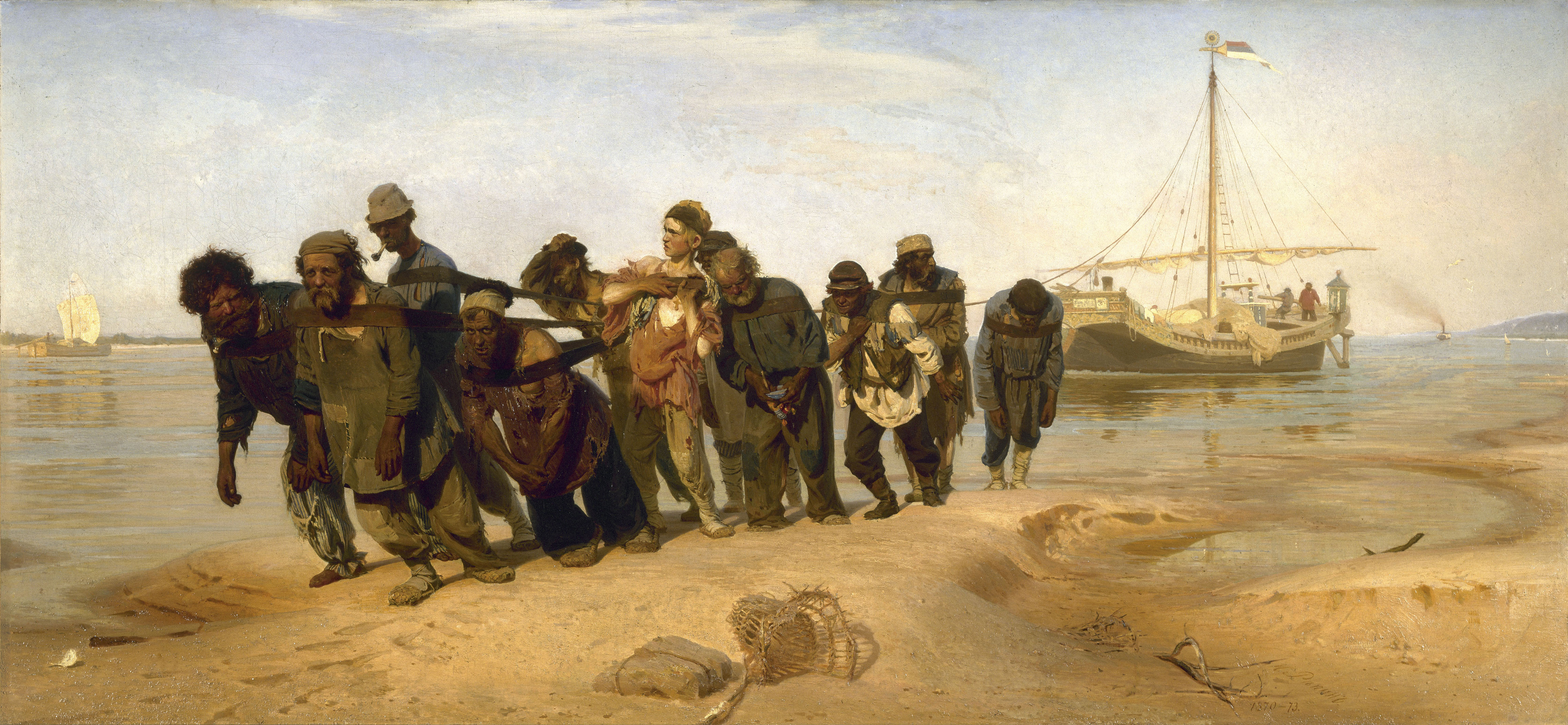 Painting by Ilia Efimovich Repin (1844-1930): Volga Boatmen (1870-1873)