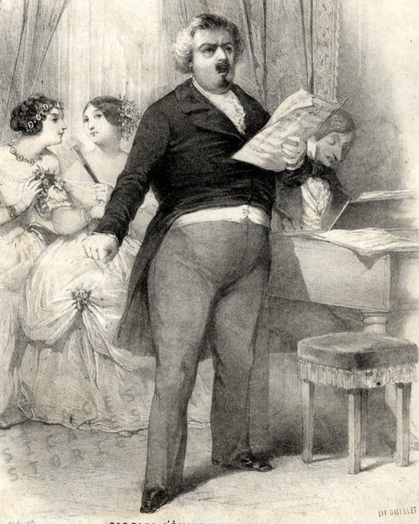 Detail from the sheet music cover for 'Ténors et Basses' (Air Bouffe) , by Paul Henrion, lyrics by Emile Barateau, published by Colombier (Paris, s.d.)
