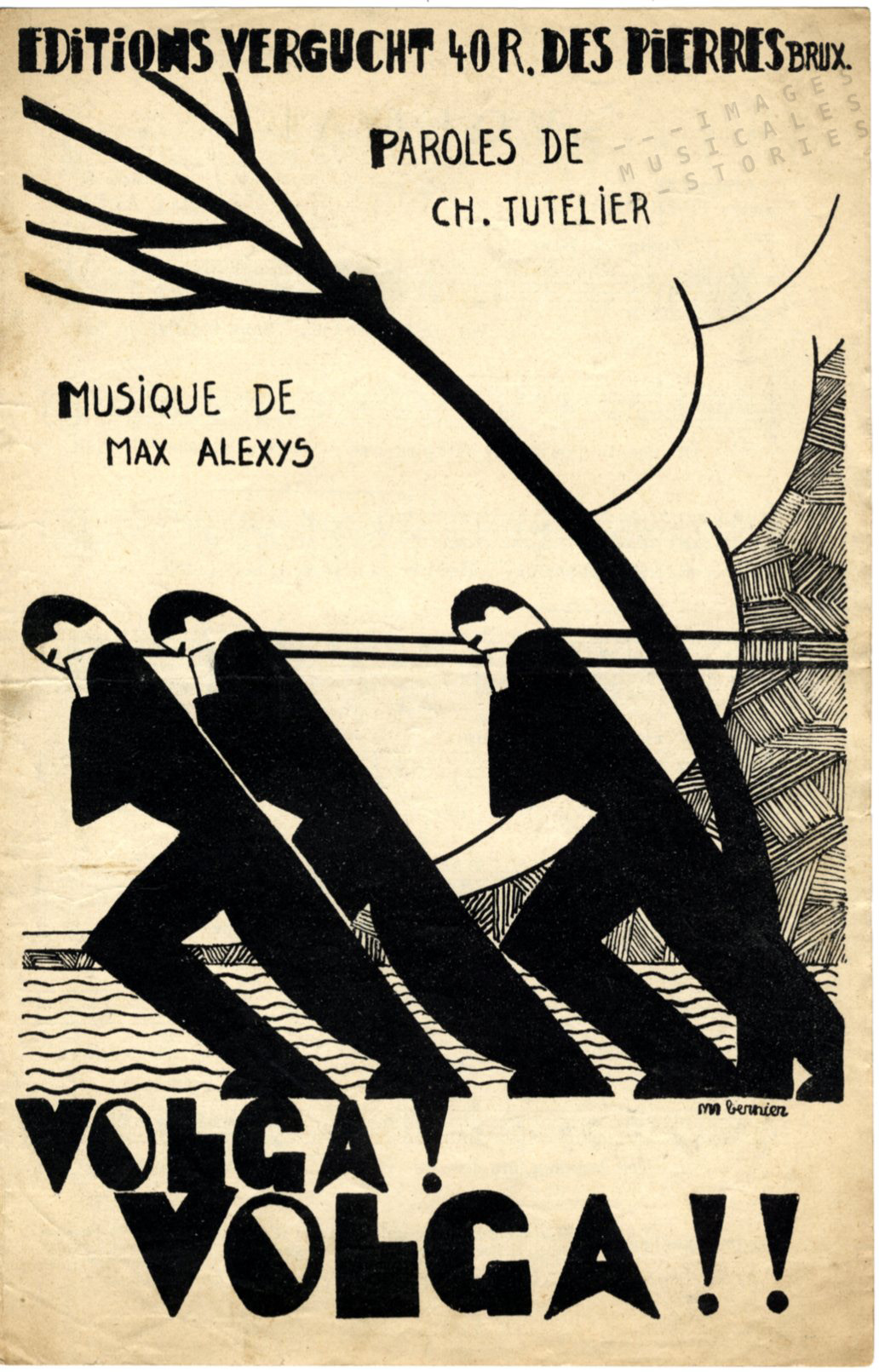 Cover for the sheet music 'Volga!' by Max Alexis and Charles Tutelier, published by Vergucht and illustrated by Alfred Mariano Bernier