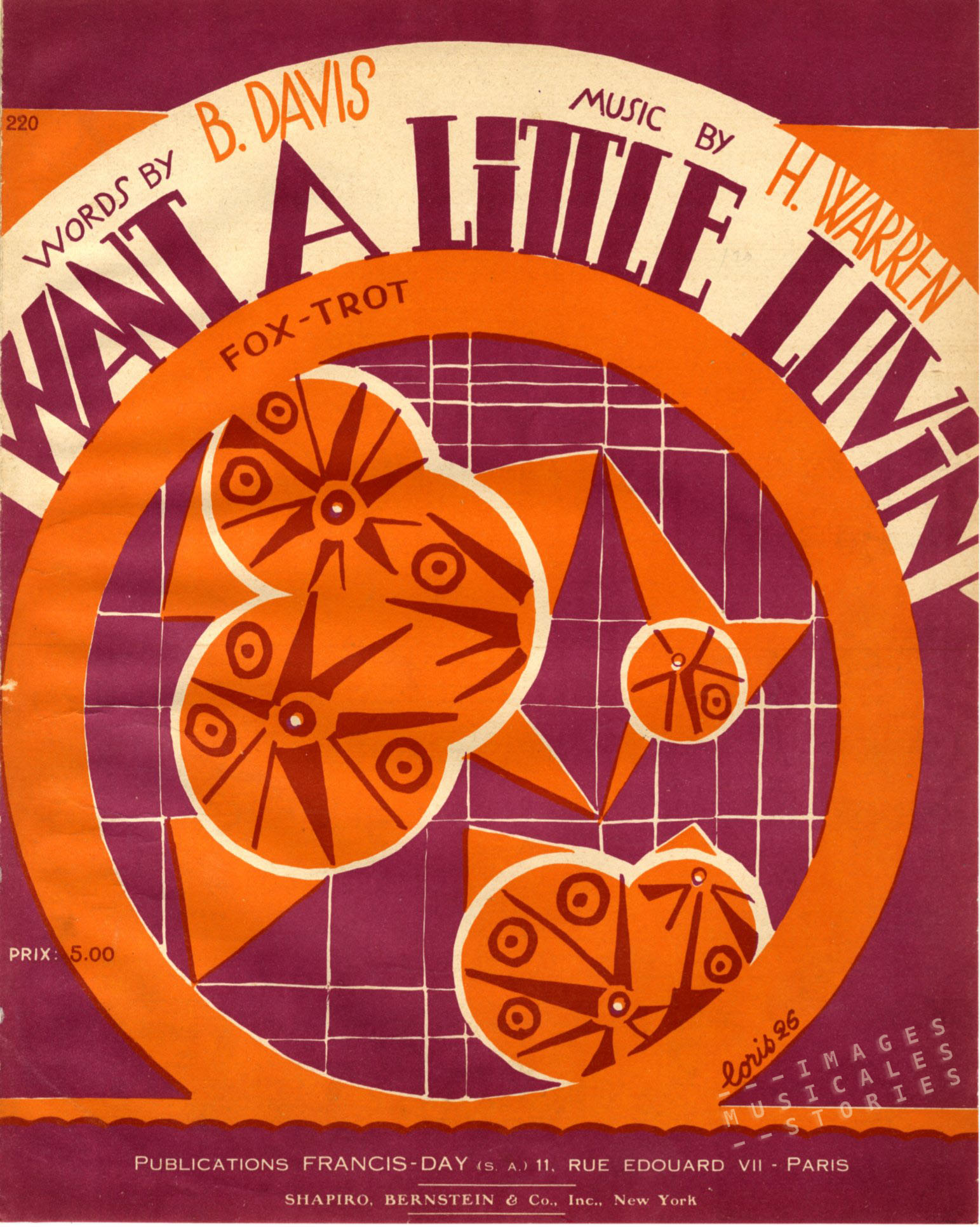Sheet music cover designed by Fabien Loris. (1925)