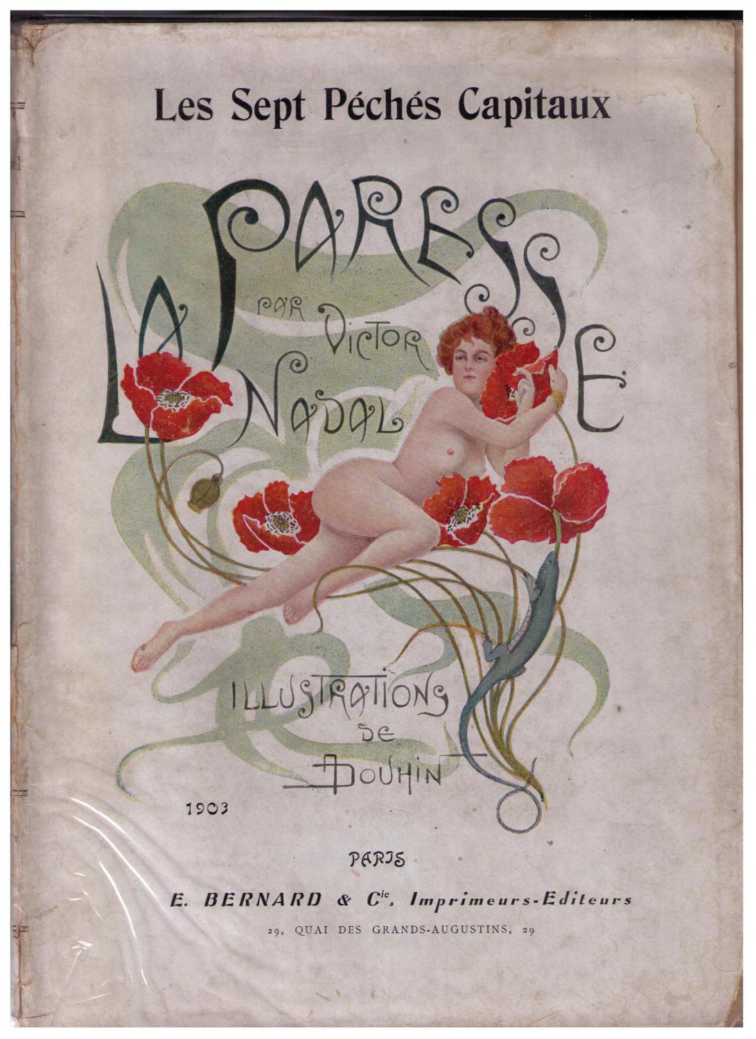 André Douhin's cover illustration for 'La Paresse' by Victor Nadal. Published by E. Bernard et Cie., 1903