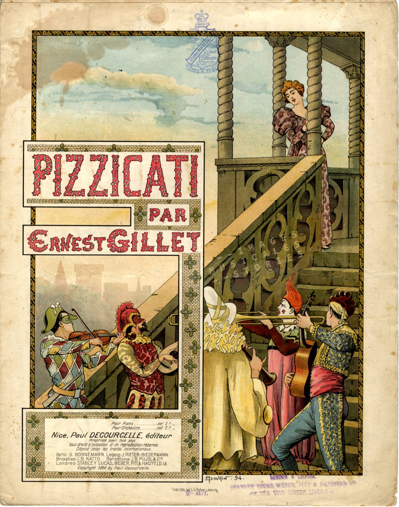 Cover for Pizzicati drawn by André Douhin (1894).