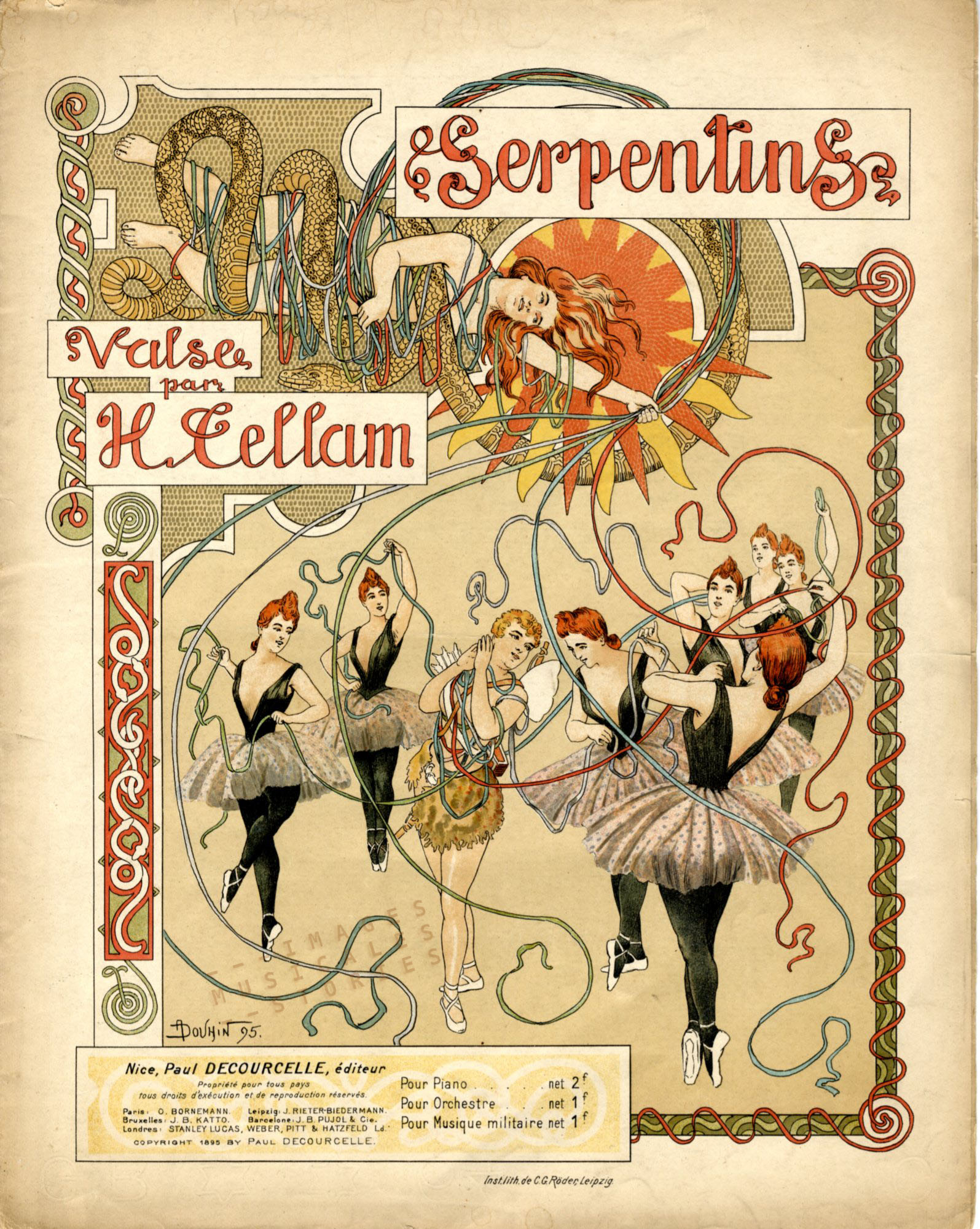 Partitions musicales illustrée par A. Douhin (1895).