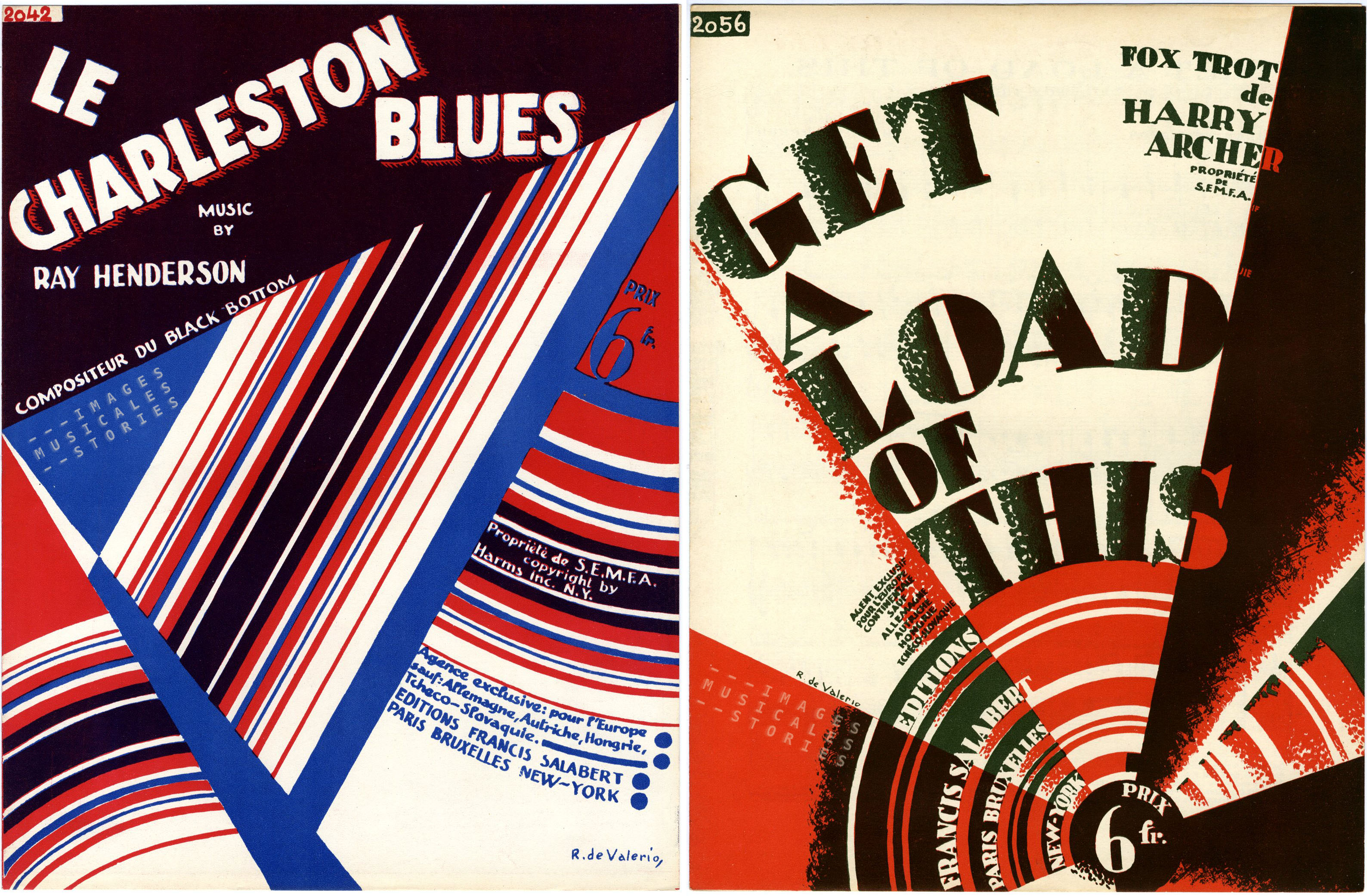 Abstract sheet music covers illustrated by Roger de Valerio.