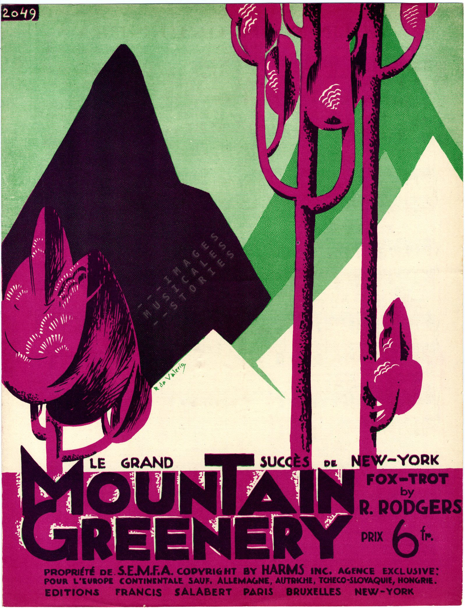 Mountain Greenery: sheet music illustration by Roger de Valerio