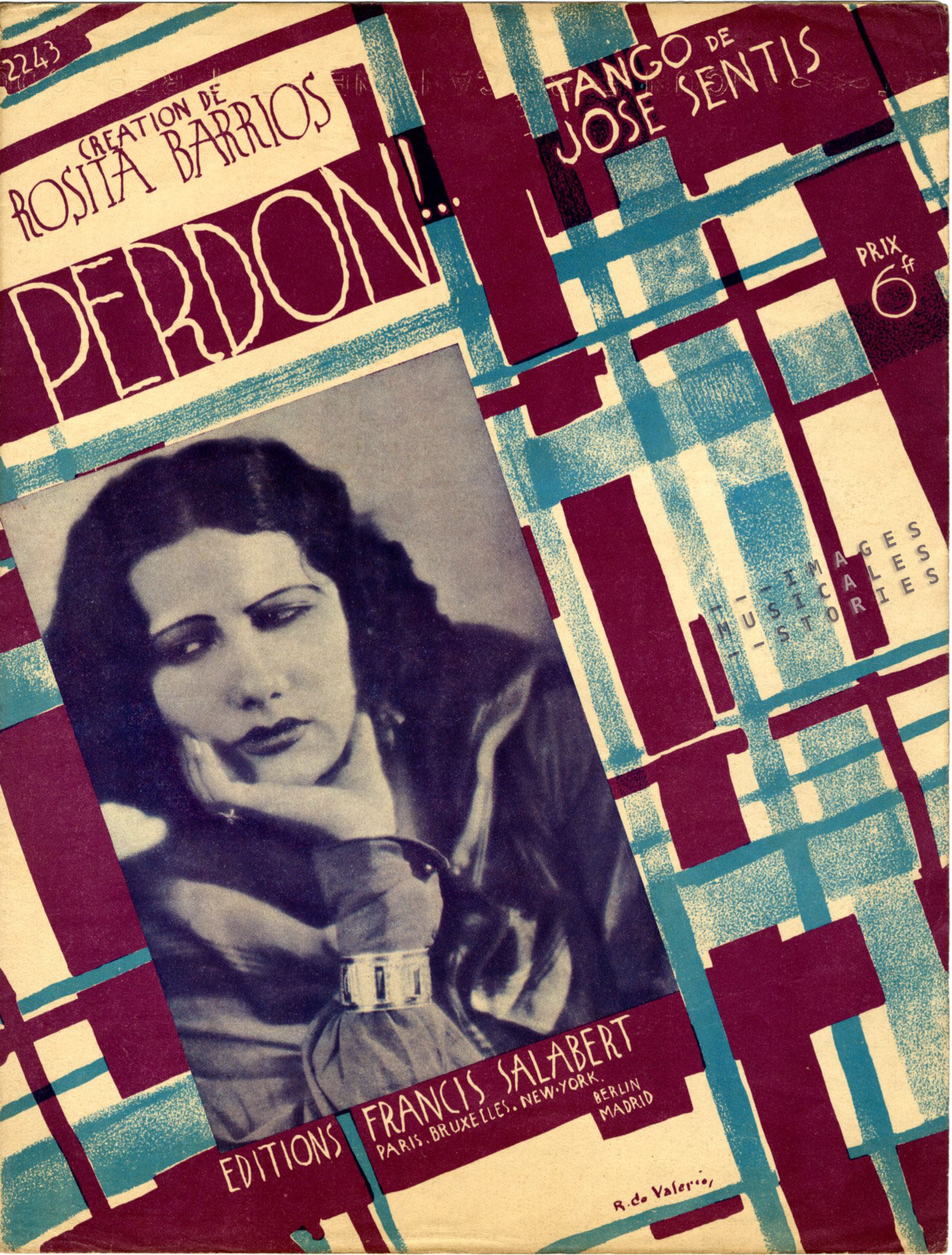 Sheet music 'Perdon!' illustrated by Roger de Valerio., 1929.