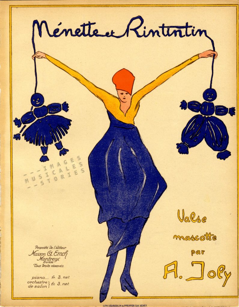 'Nénette et Rintintin' waltz by A. Joly. Illustrated sheet music cover
