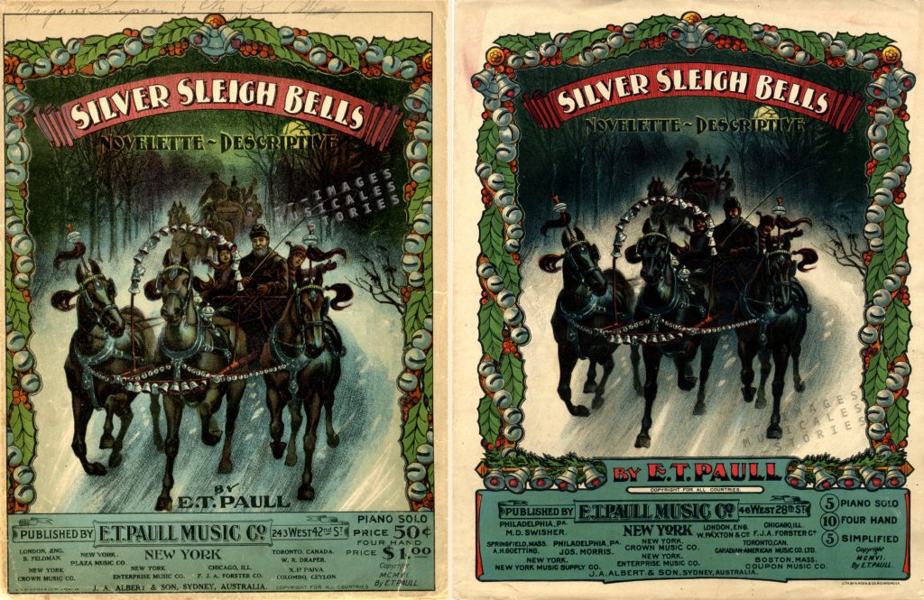 A lithographic misprint of 'Silver Sleigh Bells'