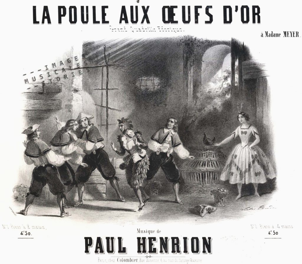'La Poule aux oeufs d'or. Grand Quadrille Féerique' by Paul Henrion,sheet music published by Colombier (Paris, 1850) and illustrated by Victor Coindre.