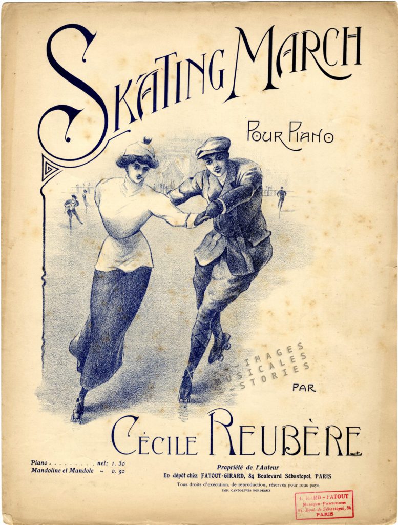 Illustration for 'Skating March', a composition by Cécile Reubère, published by Fatout & Girard in Paris