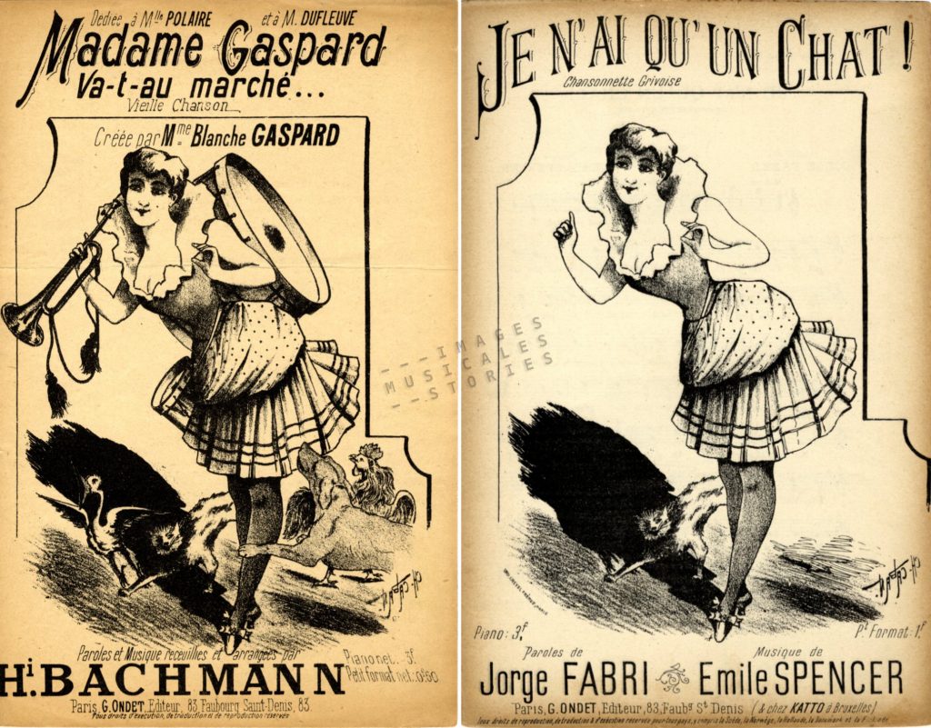 sheet music cover for Madame Gaspard illustrated by Caban