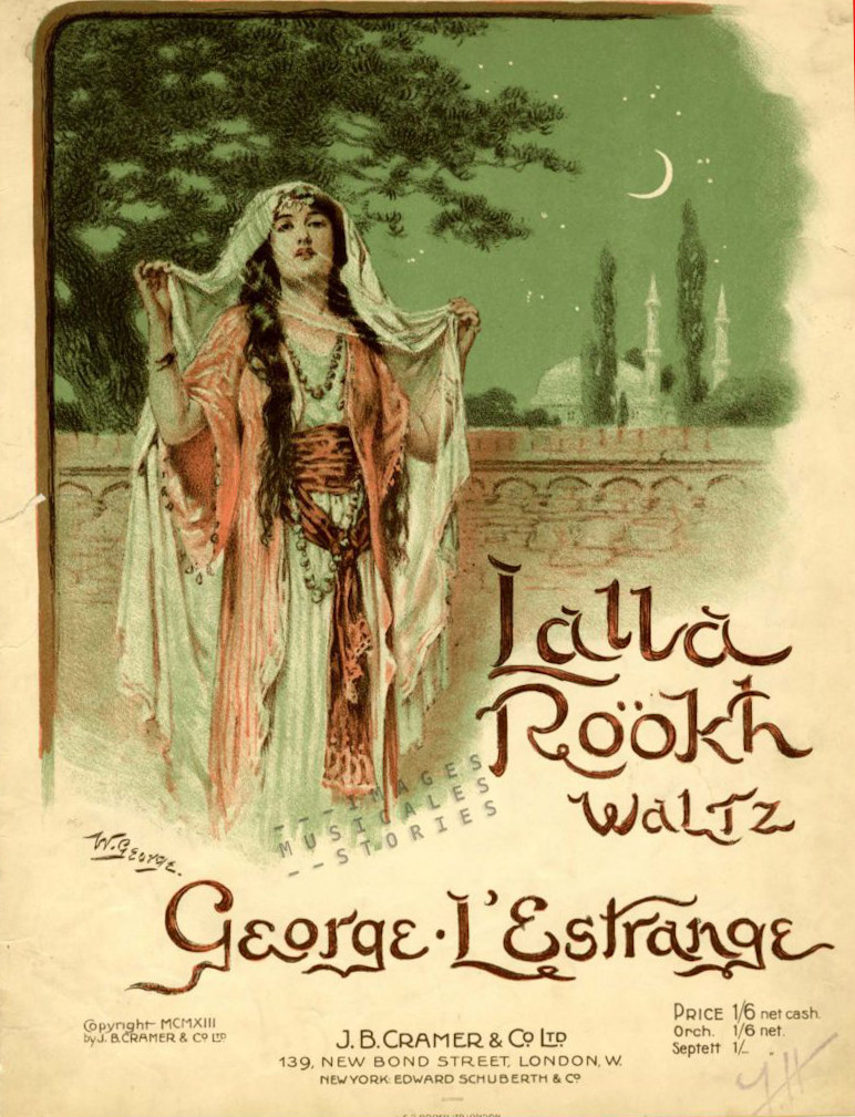 Sheet music cover 'Lalla Rookh' by George L'Estrange, illustrated by W. George