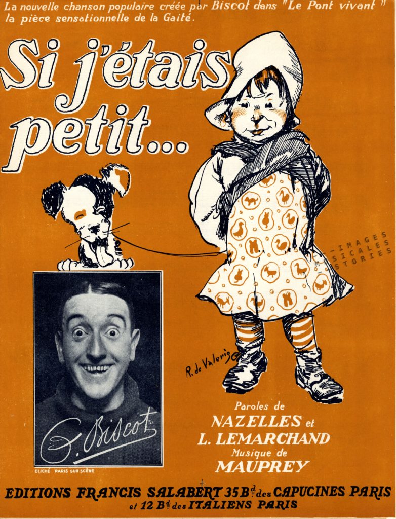 Partitions musicales pour 'Si j'étais petit' by André Mauprey, René Nazelles, & Louis Lemarchand. Editions Francis Salbert (Paris, 1922). Cover illustrated by Roger de Valerio.