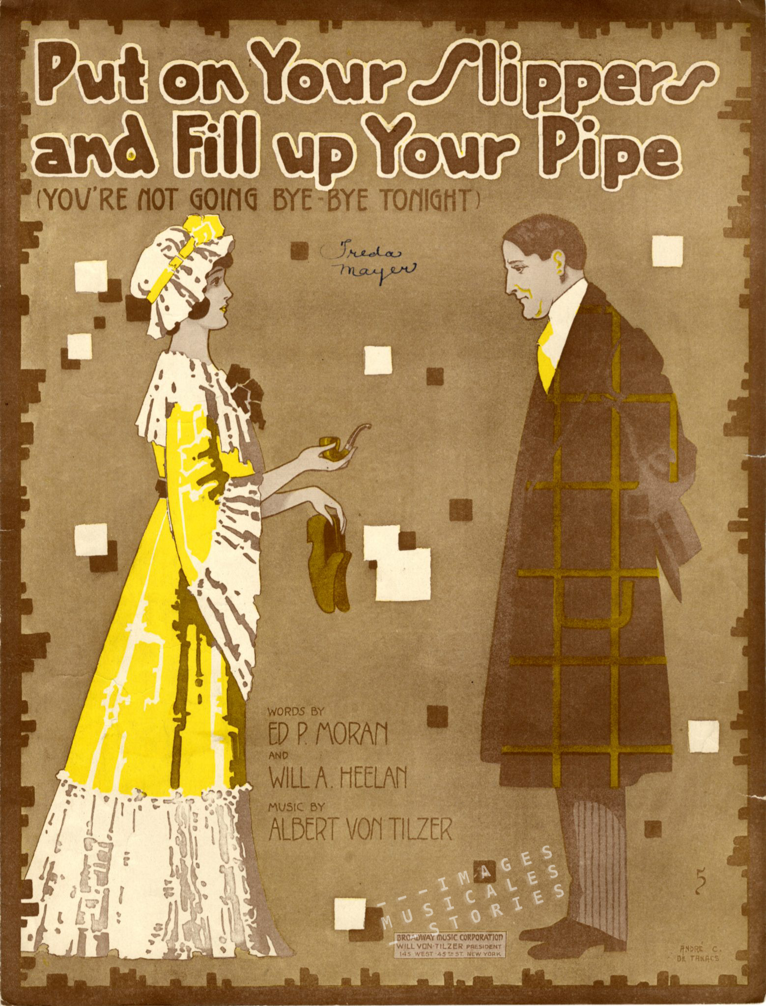 Sheet music cover for 'Put On Your Slippers and Fill Up Your Pipe'