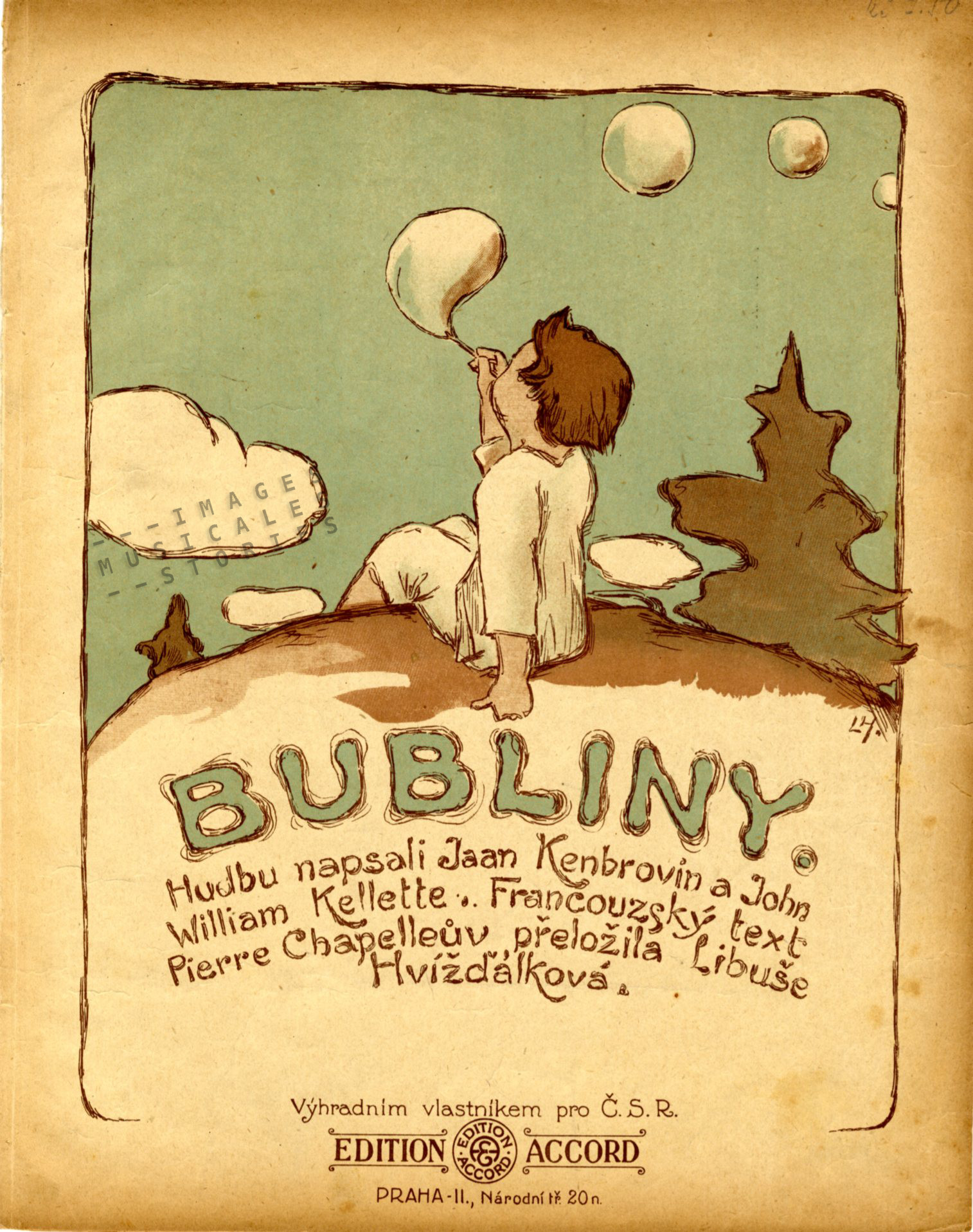 Czech sheet music cover for 'Bubliny'